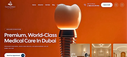 Swissmed website showcasing excellence in healthcare with advanced treatments and personalized care in Dubai