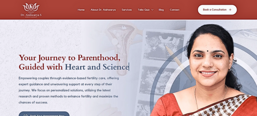 Website Portfolio 45 Dr. Aishwarya website showcasing compassionate fertility care and personalized guidance for couples seeking parenthood