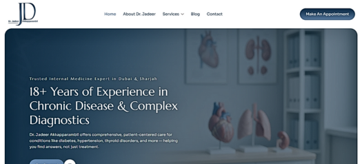 Website Portfolio 47 Dr. Jadeer website showcasing professional services in internal medicine, chronic disease management, and diagnostics